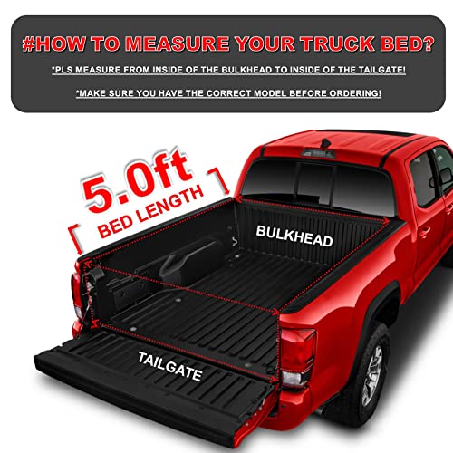 Osobak Soft Roll Up 5.0' Bed Cover Compatible For 2016-2023 Toyota Tacoma Vinyl Truck Tonneau Cover | Compatible For Deck Rail System Only #TOP1