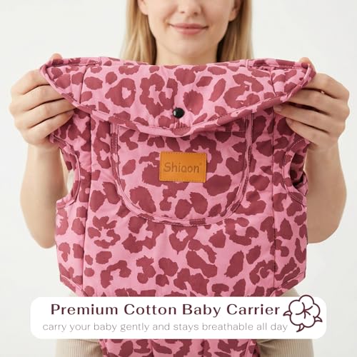 Image of Baby Carrier Newborn to Toddler(8-30lbs), Toddler Carrier Baby Holder Carrier with Adjustable Shoulder Strap, Chest Carriers, Pink Leopard Print