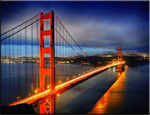 Round Drill Diamond Embroidery Kits for Adults Kids，Golden Gate Bridge Drill Hand Mosaic