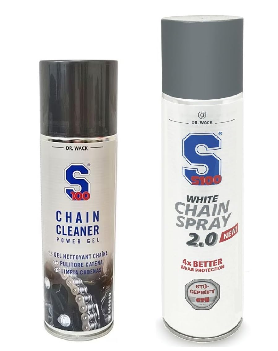 S100 S-Doc 100 Chain Cleaner Gel + White Chain Spray 2.0 Combi Deal - 300/400ml Spray Cans