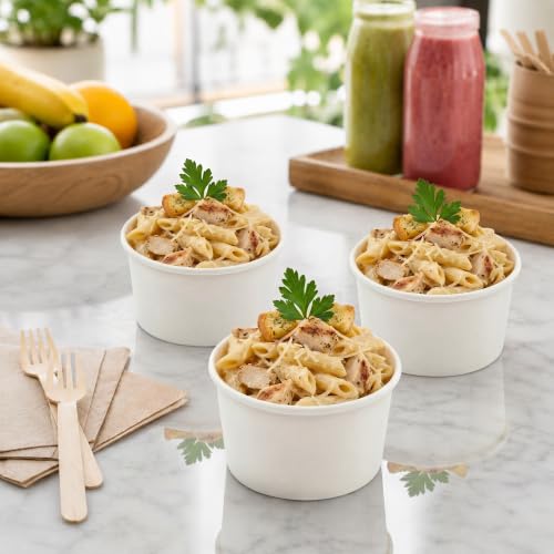 Image of Coppetta 5-Ounce Dessert Cups, 50 Disposable Ice Cream Cups - Lids Sold Separately, Sturdy, White Paper Frozen Yogurt Bowls, For Hot And Cold Foods, Perfect For Gelato Or Mousse - Restaurantware