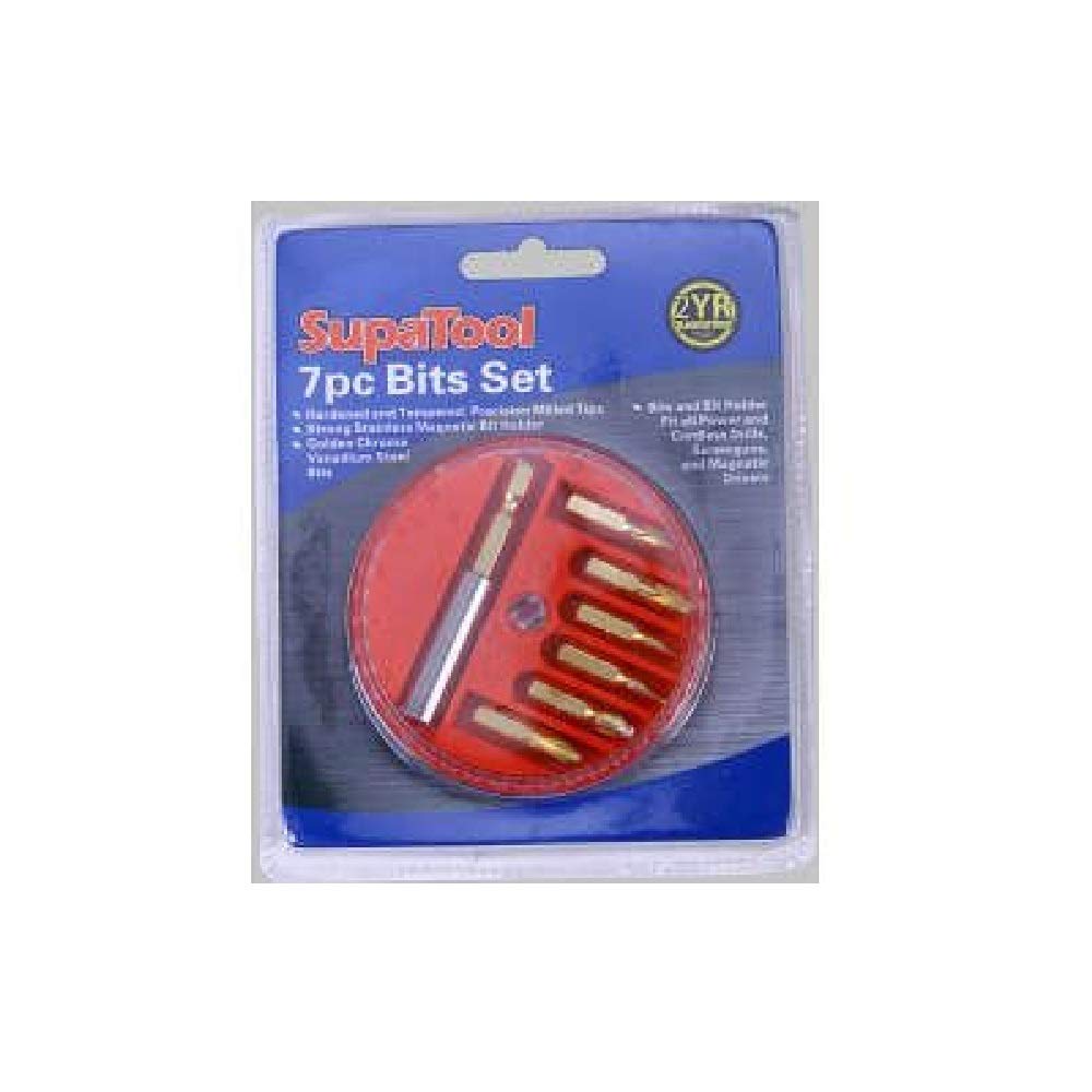 Supatool7 Piece Bits Set (One Size) (Silver/Red)