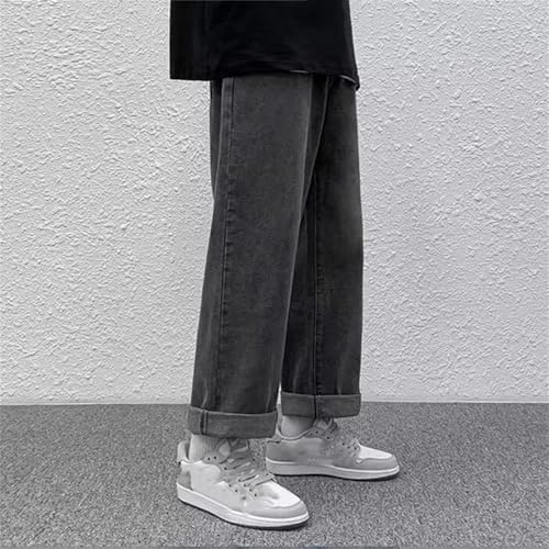 Men's Retro Straight Leg Jeans Baggy Wide Leg Denim Classic Loose Solid Color Jeans2