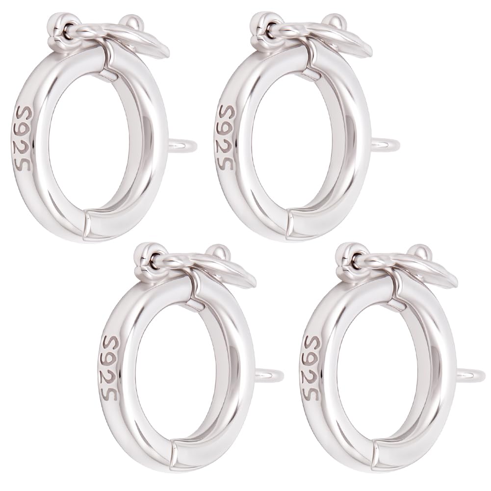 Beebeecraft 4 Pezzi 925 Fermagli Twister in Argento Sterling da 9x10.5mm Accorciatore per Collane Chiusura Apribile A Scatto per Perle Pietre Preziose Perline Fai da Te Creazione di Gioielli