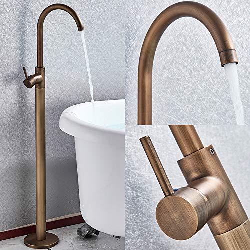 Robinet De Baignoire-Douche Chromé, Mitigeur Monocommande, Mitigeur De Baignoire sur Pied, en Laiton