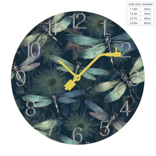 Horloge moderne motif libellule pour décoration intérieure chic - 3