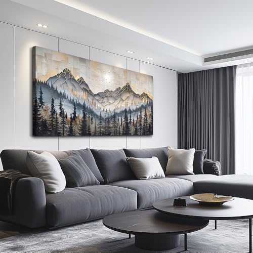 PHAOHUAXM Large Canvas Wall Decor For Bedroom Large Wall Art For Living Room Dining Room Modern Office Abstract Ink-Wash Landscape Mountain Wall Pictures Artworks Home Decor Ready To Hang 30"X60"