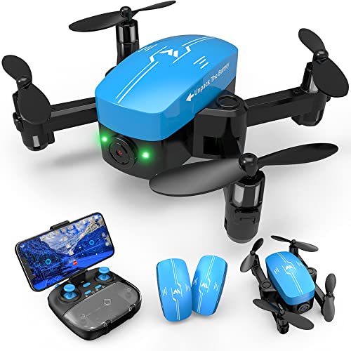 W Mini Drone for Kids with Camera HD 1080p FPV Camera, Drone for Girls Boys Gifts with Altitude Hold, Headless Mode, 3D Flips,Foldable Wings, One Key Start, Voice Gesture Control, Remote Control Drone, 2 Batteries