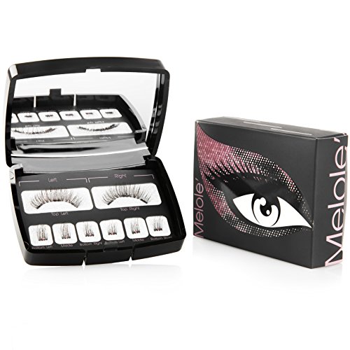 Melole Full Eye Magnetic Eyelashes: No Glue Sophie Fake Eyelash Extensions with 3 Magnets - Easy to Apply Reusable Magnetic Lashes with Mirrored Case - Korean Silk False Lash Fibers - Natural Look