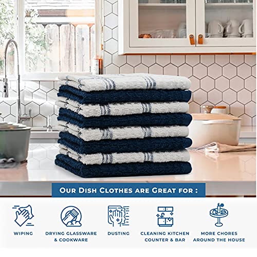 Dan River Dish Towels For Kitchen | 100% Cotton Dish Towels | Tea Towels For Kitchen | Dish Drying Towels | Dish Clothes For Washing Dishes | Kitchen Washcloths For Dishes |12”X12” Blue Opal Pack-8 #TOP4