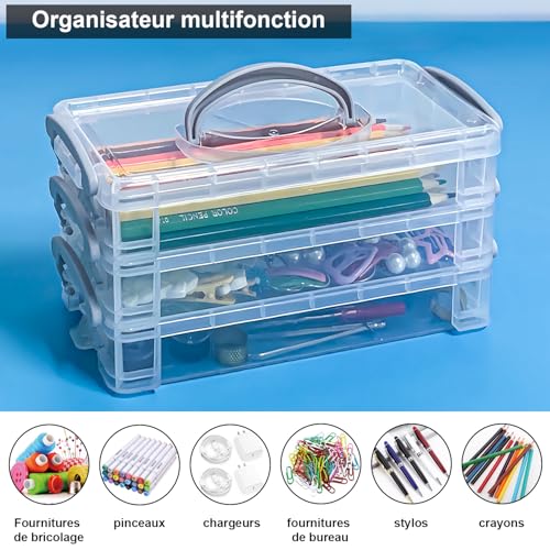 Boîtes à crayons en plastique transparent pour rangement papeterie - 5