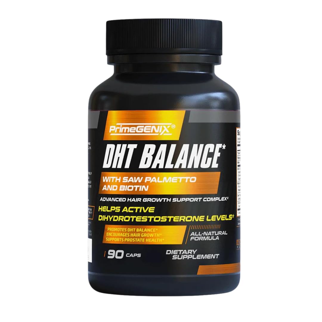 PrimeGENIX – DHT Blocker for Men – Advanced DHT Balance Hair Growth Supplement with Saw Palmetto & Biotin – Perfect Support for Hair Density, Follicles & a Healthy Scalp | 90 Capsules
