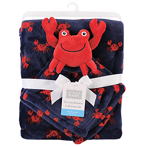 Image of Hudson Baby Unisex Baby Plush Blanket with Security Blanket, Crab, One Size