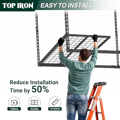 4x8-FT-Overhead-Garage-Storage-Rack750LBS-Weight-Capacity-26-40-Height-Adjustable-Heavy-Duty-Garage-Ceiling-Storage-Rack-No-Sagging-Rust-Resistant