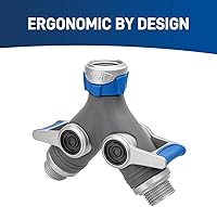 Vista 6 de Orbit XL 28294 - Divisor de manguera de jardín de 2 vías, válvulas dobles, conector Y de zinc resistente, cierre de palanca de fácil agarre