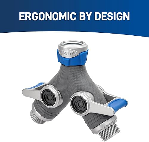 Miniatura 6 de Orbit XL 28294 - Divisor de manguera de jardín de 2 vías, válvulas dobles, conector Y de zinc resistente, cierre de palanca de fácil agarre