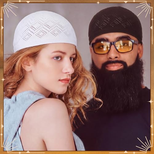 Image of Boyiee Kufi Hat for Men Muslim Knit Kufi Cap Crochet Beanie Skull Beanie African Hat for Men Women