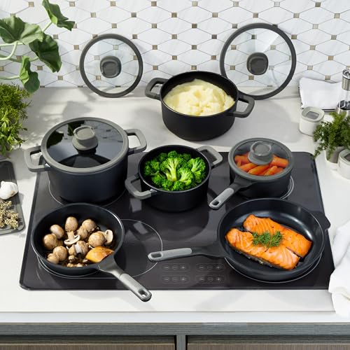 BergHOFF Leo Stone+ 10Pc Nonstick Ceramic Cookware Set With Glass...