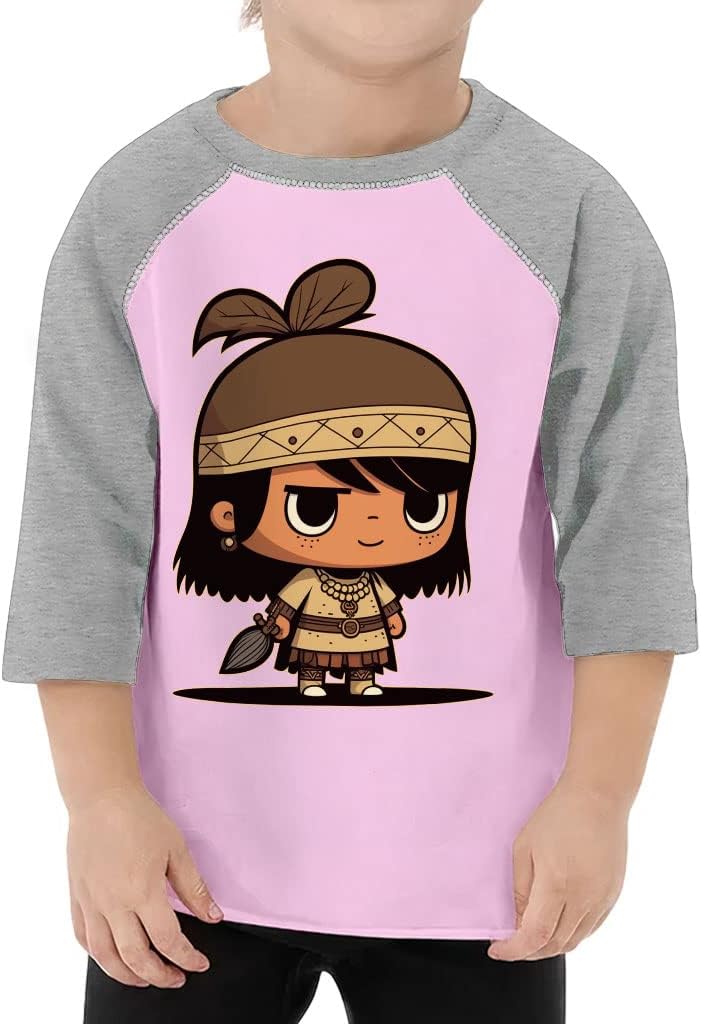 Funny Indian Toddler Baseball T-Shirt - Themed 3/4 Sleeve T-Shirt - Graphic Kids' Baseball Tee