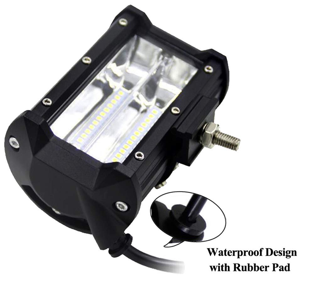 4X 72W Faro da Lavoro,Barra LED Auto 6000K Fendinebbia Impermeabile IP67 Fari LED Auto Illuminazione Auto per Moto Auto ATV SUV Trattore