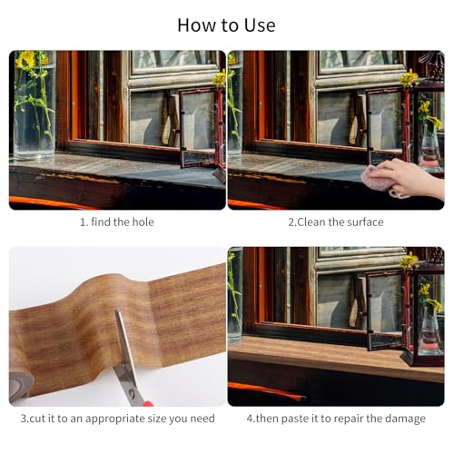 Image of Wood Grain Repair Tape, 2.2 inch x 15ft Self-Adhesive Wood Look Tape for Furniture, Trim, Cabinets & Flooring Edges, Instant Fix for Scratches and Gaps