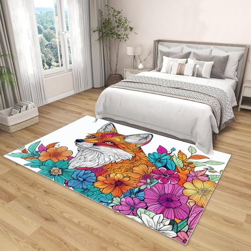 Tapis antidérapant lavable motif renard orange - 4