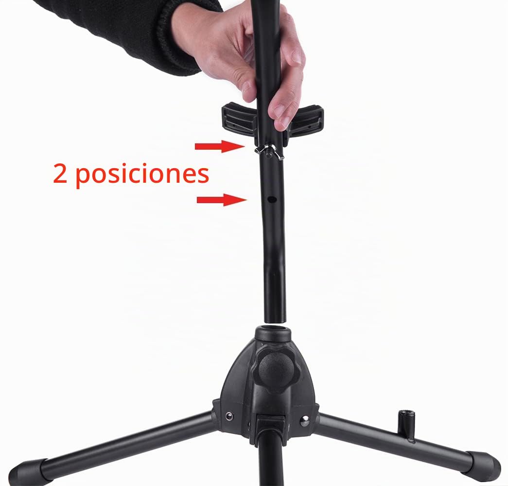 Rayzm Soporte para Saxofón Alto/Tenor con Soporte para Flauta/Clarinete Desmontable. Stand Portátil Graduable para Saxofón Alto, Saxo Tenor, Clarinete y Flauta. Patas Plegables, Fácil de Montar