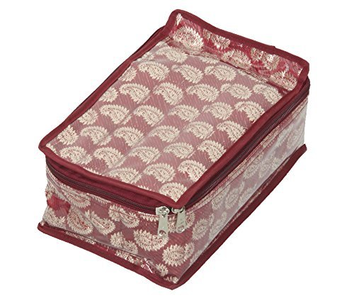 Kuber Industries Schmuckset Aus Satin – 12 Transparente Beutel In Box, Perfekt Zum Organisieren & Reisen