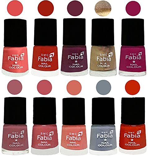 Image of ALL IN ONE (PACK OF 10), Long Lasting Glossy Nail Polish, 6 ml Each, All Vibrant Colours,01814