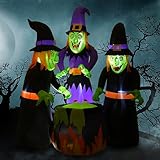 Double Couple 6FT Halloween Inflatables Outdoor Decorations,Three Witch Around Cauldron with Bulit-in Lights, Blow up Lighted Yard Lawn Home Family Decorations Outdoor Holiday Party Garden Decor