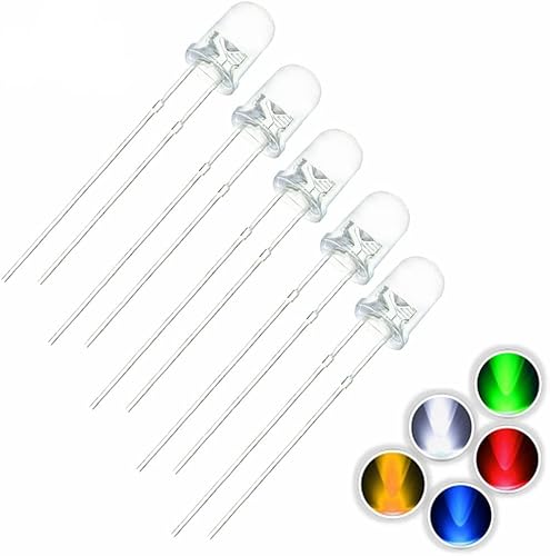 Miniatura 10 de 100 luces de diodo LED UV púrpura de 0.197 in (violeta transparente redondo transparente DC 3 V 20 mA) iluminación brillante bombillas lámparas