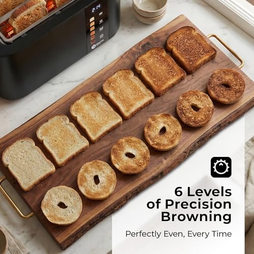 Image of Balter Toaster 4 Slice Wide Slot, Bagel Function, Long Slot, Stainless Steel, Touch Screen, Built-in Rack, Extra-Wide 1.5 inch Slots for Thick Breads & Bagel, Timer, BPA-Free, Removable Tray, Black
