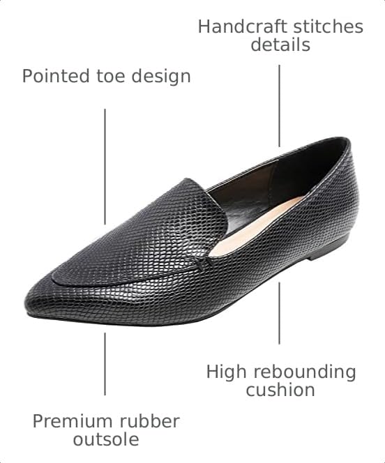 Image of FEVERSOLE Women's Loafer Flat Pointed Fashion Slip On Comfort Driving Office Shoes