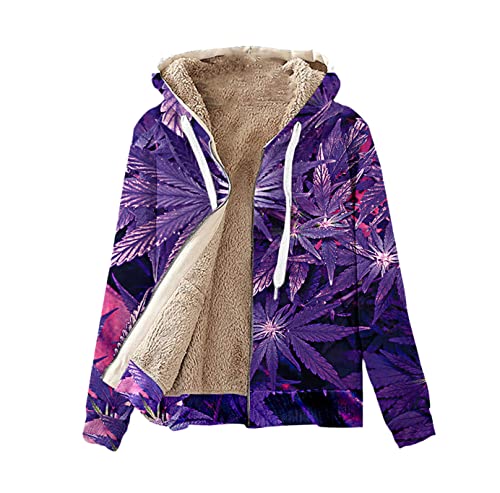 Sweat à capuche weed violet en polaire chaud taille S