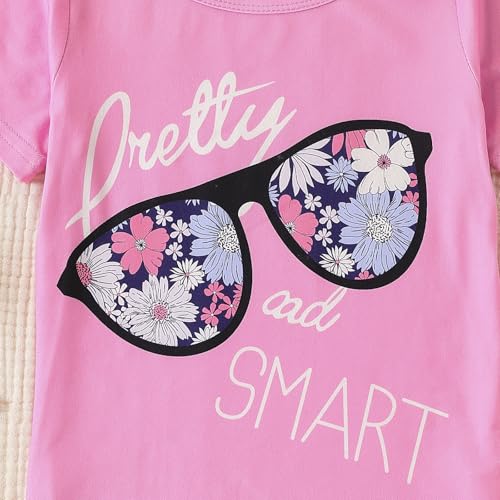 Image of 4-7T Kids Toddler Girls Print Outfits Short sleeved Flower Printed Top+Flower Print Pants Set