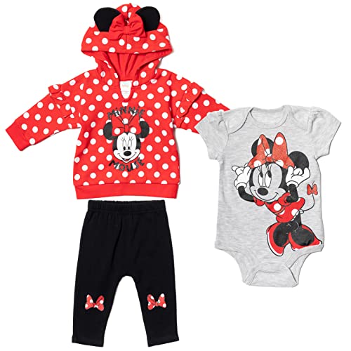 Image of Disney Classics Winnie the Pooh Mickey Mouse Baby Hoodie Bodysuit and Pants 3 Piece Outfit Set (Newborn - 24 Months)