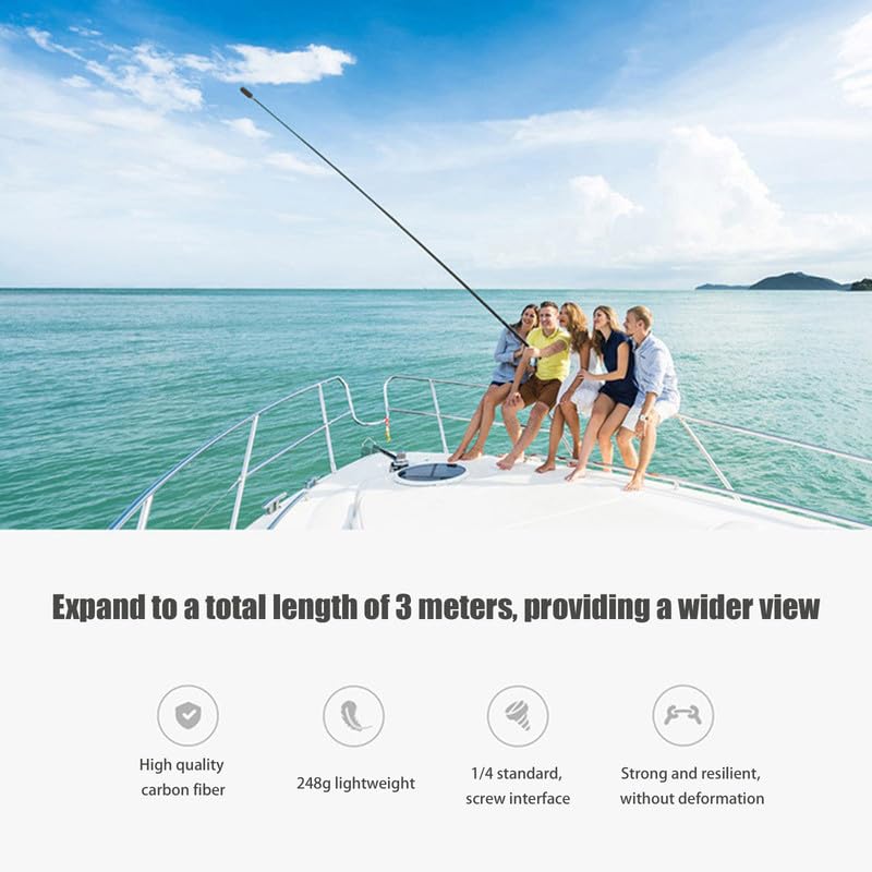 Generisch 3M Kohle Faser unsichtbar Extended Edition Selfie Stick Einstellbare Verlängerung Pole für Insta360 Panorama Kamera Action Kamera