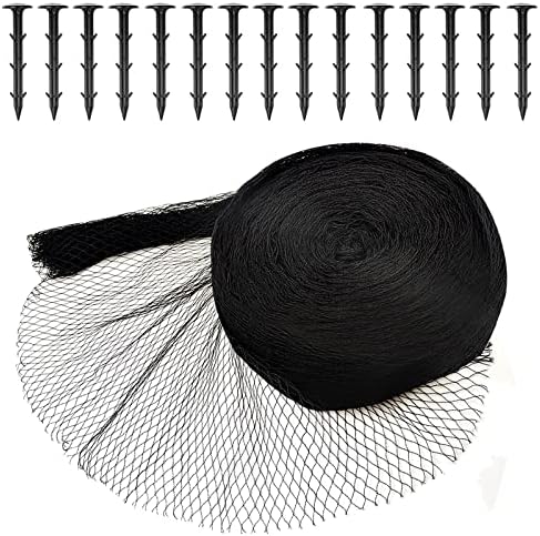 Pond Netting Kit 15 x 20 Feet, Fine Woven Mesh Netting Cover for Pond Leaves , Protecting Koi Fish from Birds, Cats etc, Durable Cuttable UV Stabilized Net 15 Stakes Included