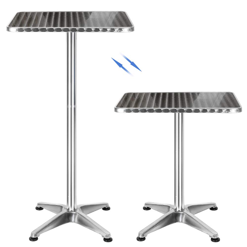 OHMG Table de Bar Pliante Carrée Ø60 cm,Table a Manger Aluminium, Réglable en Hauteur 70/110 cm,Tables de Pique-Nique,Tables Mange Debout Haute,pour 2-4 Personnes
