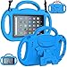 LTROP Kids Case for Amazon Fire 7 2019/2017 - Light Weight Shockproof Handle Friendly Kids Case with Built-in Kickstand & Shoulder Strap for All-New Kindle Fire 7 9th / 7th Generation Tablet - Blue