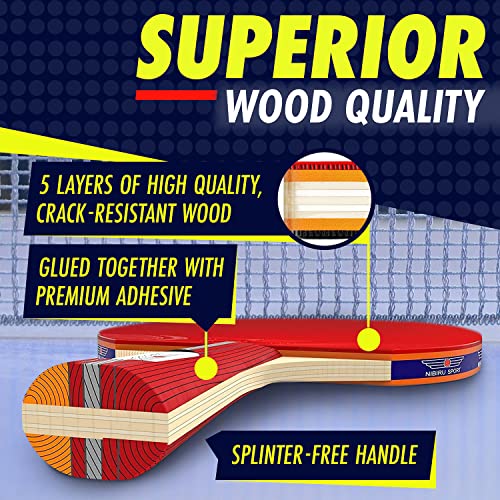 image for NIBIRU SPORT Professional Ping Pong Paddles Set of 2 - Table Tennis Pa