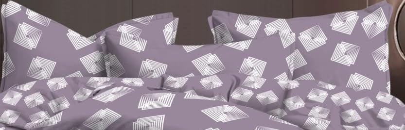 Image of Cotton Bedding Set King Size| 300 TC Double Bed Duvet Cover with Zipper (90x100 in), Double Bed Fitted Bedsheet (72x78+10 in Depth), 2 Pillow Covers (18x28 in) |Warm|DBC 052|Purple Box