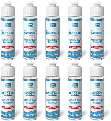 6 x 100ml Instant Hand Sanitiser Gel Flip Cap Bottles from Handsafe, Kills 99.9%+ of Bacteria, 70% Alcohol Based, Medical Grade
