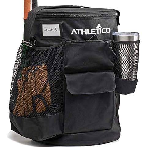 Athletico Baseball Bucket Cover Organizer - Baseball Bucket Bag With Padded Seat (Black) Cover