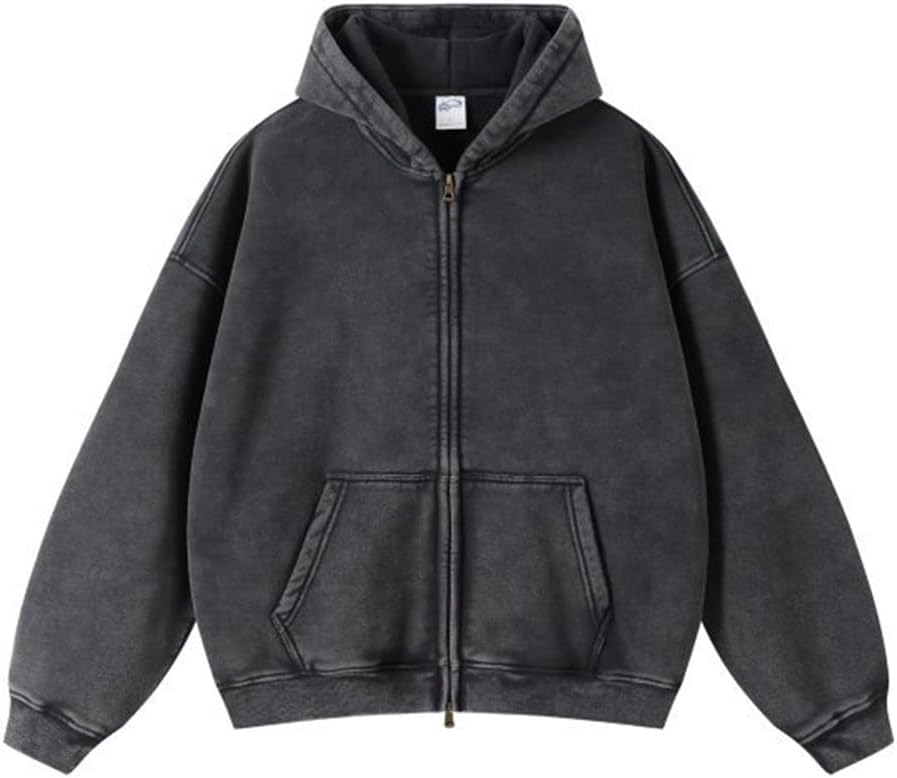 Oversized Drop Shoulder Hoodie – Heavy Cotton, Full Zip, Unisex