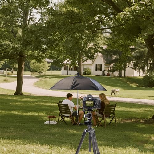 SnowTing Umbrella Chair Clamp for Cameras, Flexible Adjustable Gooseneck Camera Rain Cover, Tripod Sun Shade Umbrella for Outdoor Photographing, Filming, Live Streaming, 20 Inch Diameter, Black - Thumbnail 6