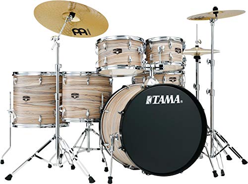 Tama Imperialstar IE62C 6ピース コンプリートドラムセット スネアドラムとMeinl シンバル付き - ナチュラルゼブラウッドラップ