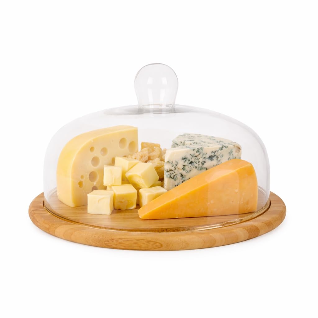 Point-Virgule Quesera Cristal, queseras con Tapa de Cristal para Tabla de quesos, Redonda, 30cm