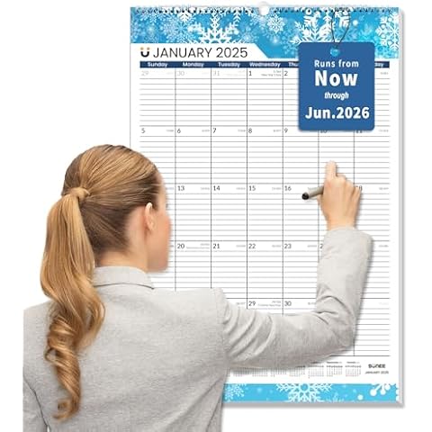 SUNEE 2025 Wall Calendar Large 22.75"x15.5" with Lines, 21 Month Calendar from Now to June 2026, Vertical Extra Large Monthly Calendar 2025 for Wall, Seasons Color Cover