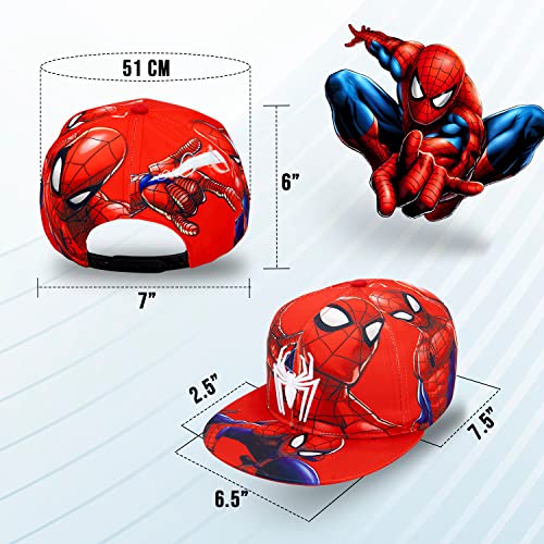 Marvel Comics Mens Spiderman Character Costume Embroidered/Printed Snapback Flatbrim Baseball Cap Hat Multicolored #TOP2